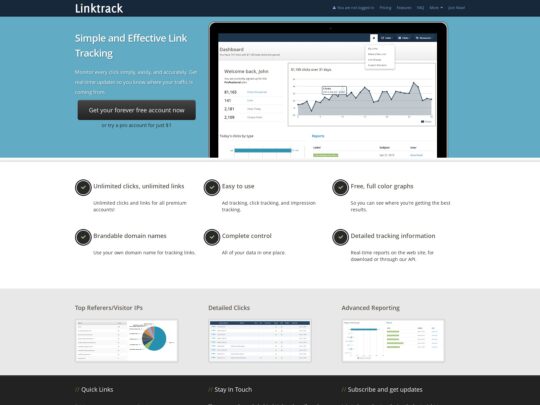 Linktrack review, a site that is one of many popular Affiliate Stats Tracking Software