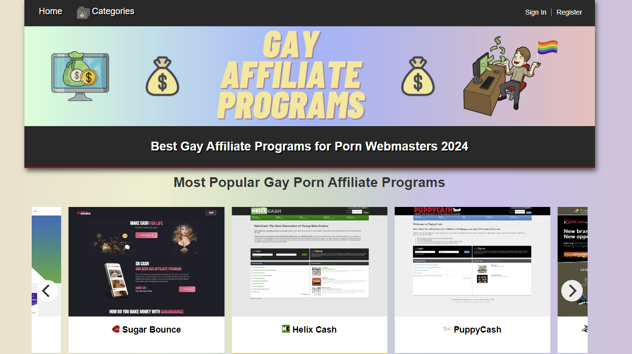 Gay Affiliate Programs, browse through a huge selection of quality affiliate programs to sign up to.